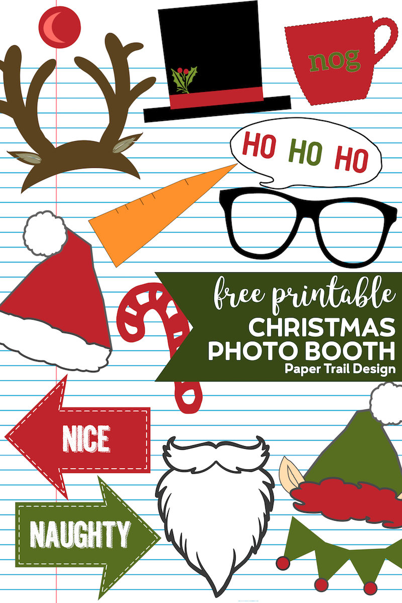 free christmas photo booth props printable - paper trail design